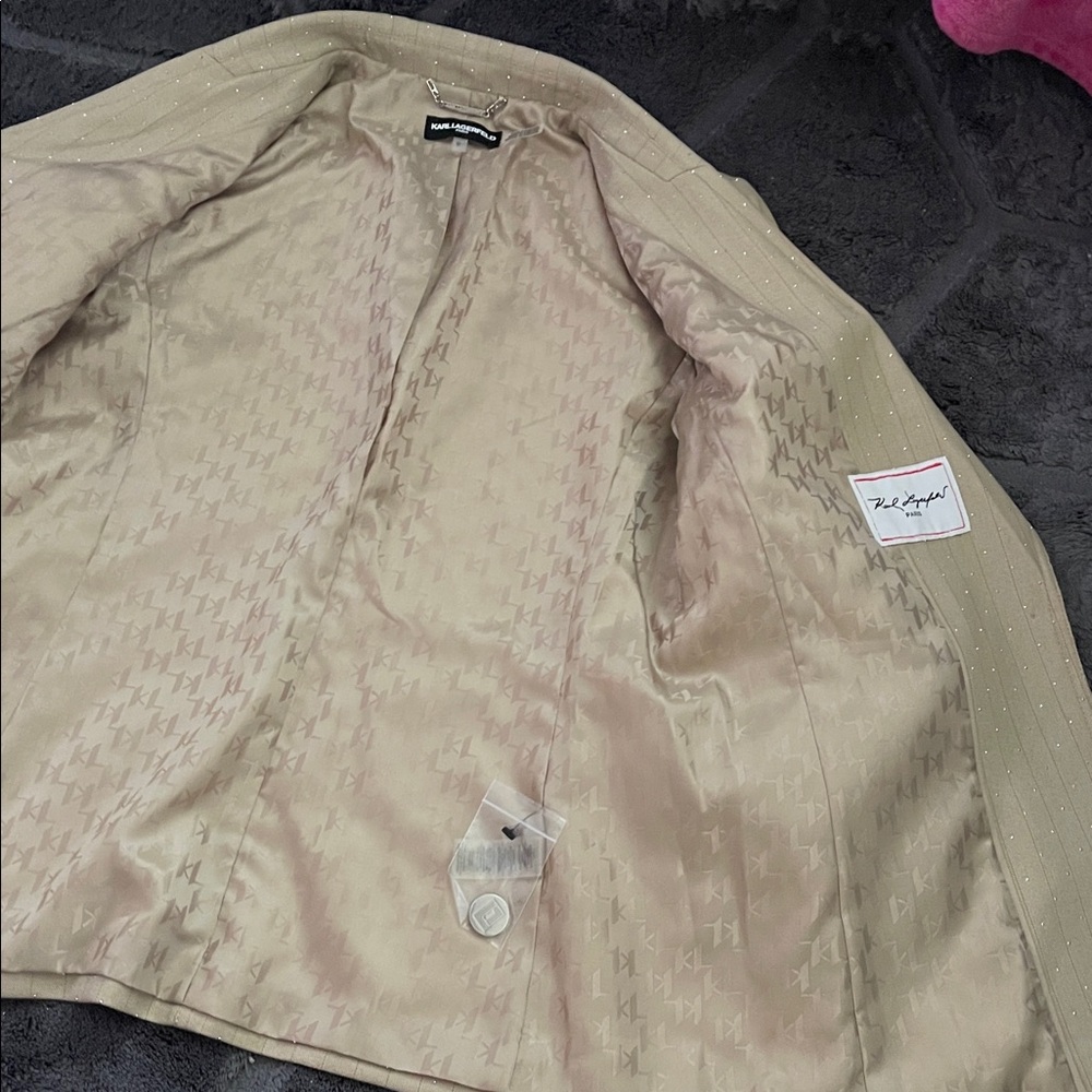 Karl Lagerfeld Beige Pinstripe Jacket - Picture 6 of 9